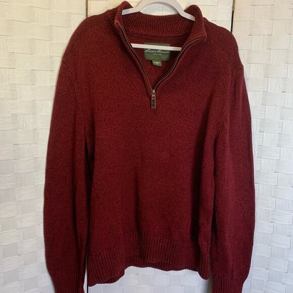 Eddie Bauer Men’s Quarter Zip maroon colored pullover men’s size XL - Picture 7 of 11